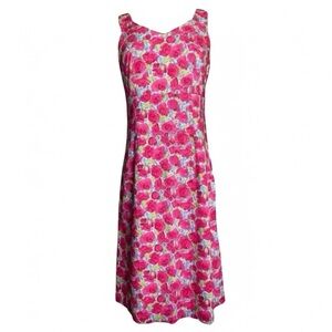 Garnet Hill Pink Floral Midi Dress